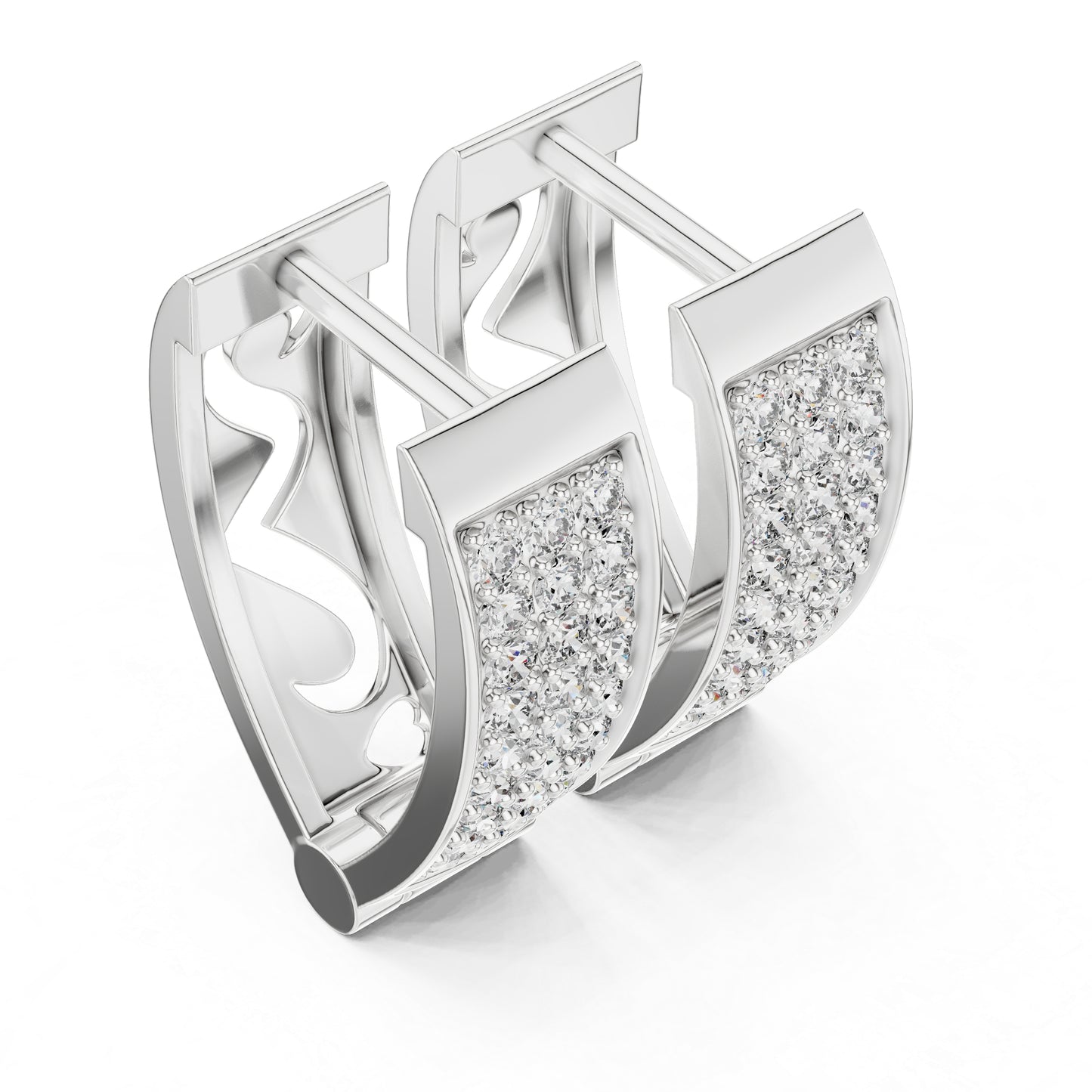 18K White Gold Round Cut Diamond Earrings for Women - Wedding Jewellery - Pure Carat