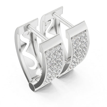 18K White Gold Round Cut Diamond Earrings for Women - Wedding Jewellery - Pure Carat