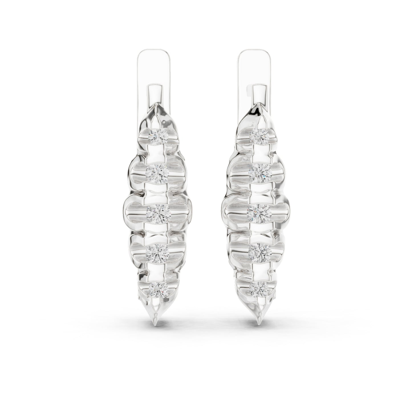 14K White Gold Everyday Wear Drop Earrings with Round Lab-Grown Diamonds | Pure Carat