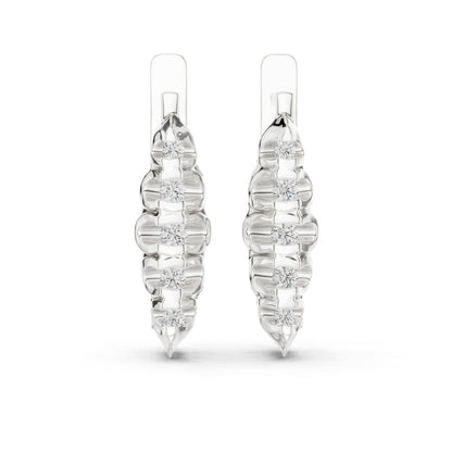 14K White Gold Everyday Wear Drop Earrings with Round Lab-Grown Diamonds | Pure Carat