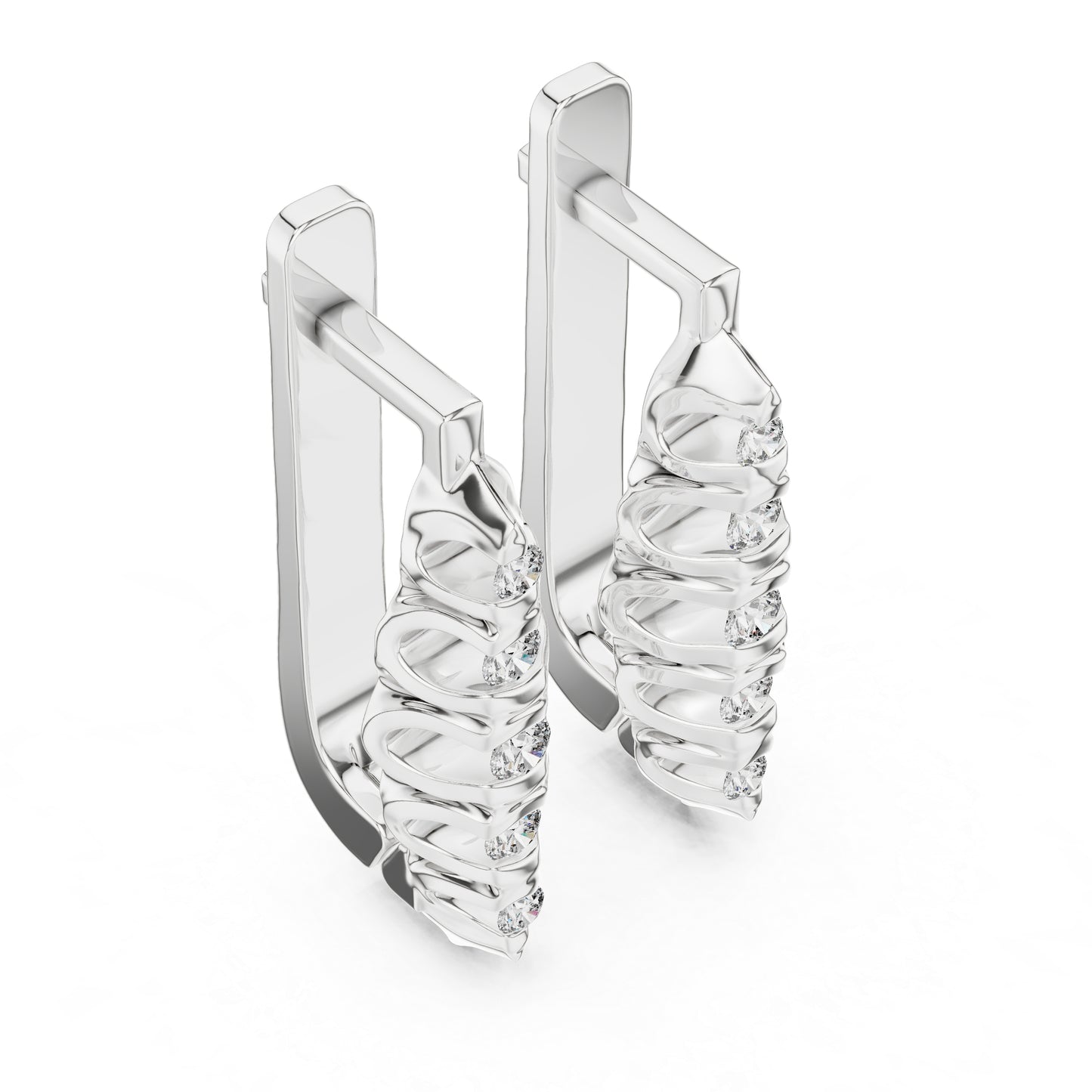 14K White Gold Everyday Wear Drop Earrings with Round Lab-Grown Diamonds | Pure Carat