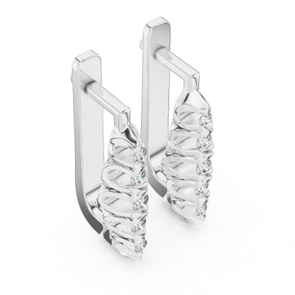 14K White Gold Everyday Wear Drop Earrings with Round Lab-Grown Diamonds | Pure Carat
