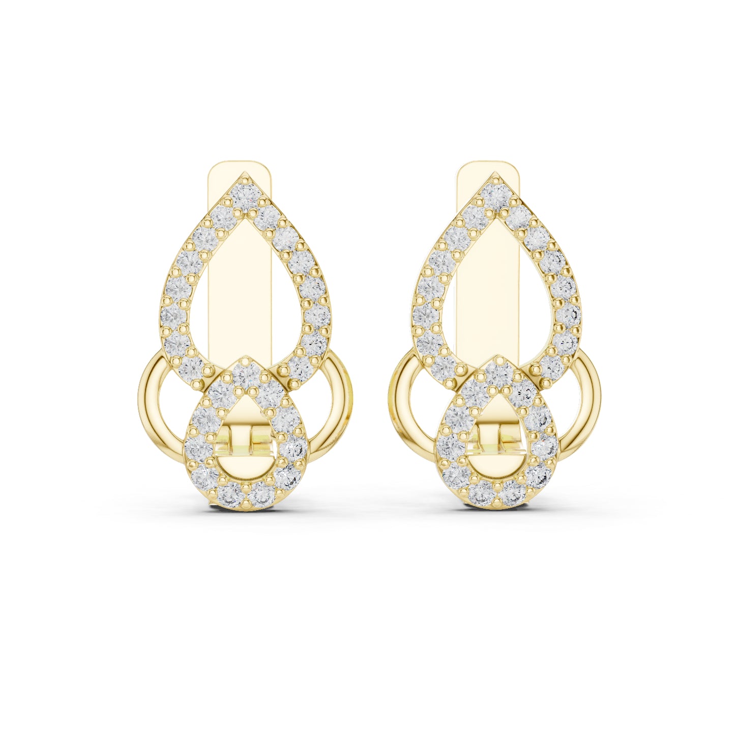 Women’s Engagement Earrings in 18K Yellow Gold with Round Lab-Grown Diamonds | Pure Carat