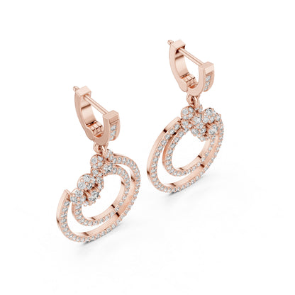 14K Rose Gold Round Lab-Grown Diamond Earrings for Women | Party Wear | Pure Carat