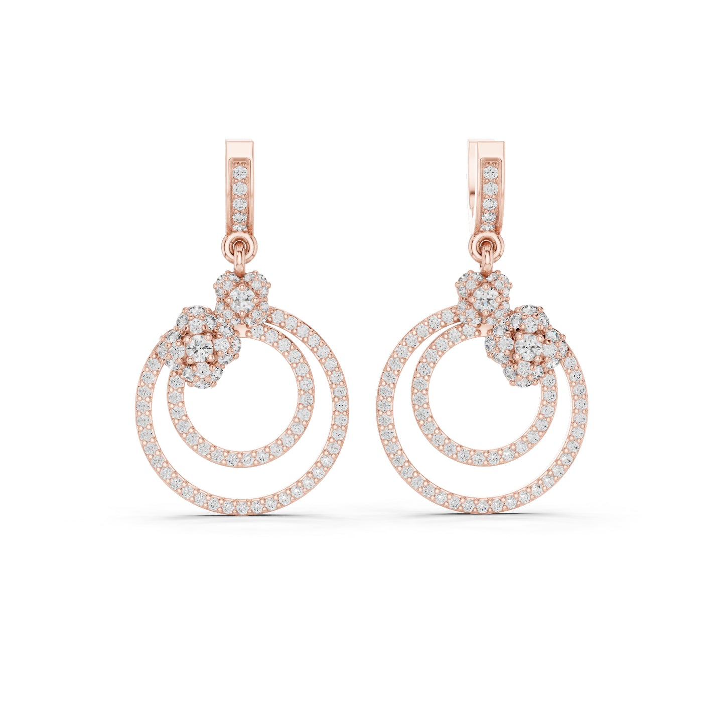 14K Rose Gold Round Lab-Grown Diamond Earrings for Women | Party Wear | Pure Carat