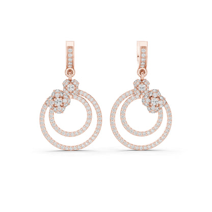 14K Rose Gold Round Lab-Grown Diamond Earrings for Women | Party Wear | Pure Carat
