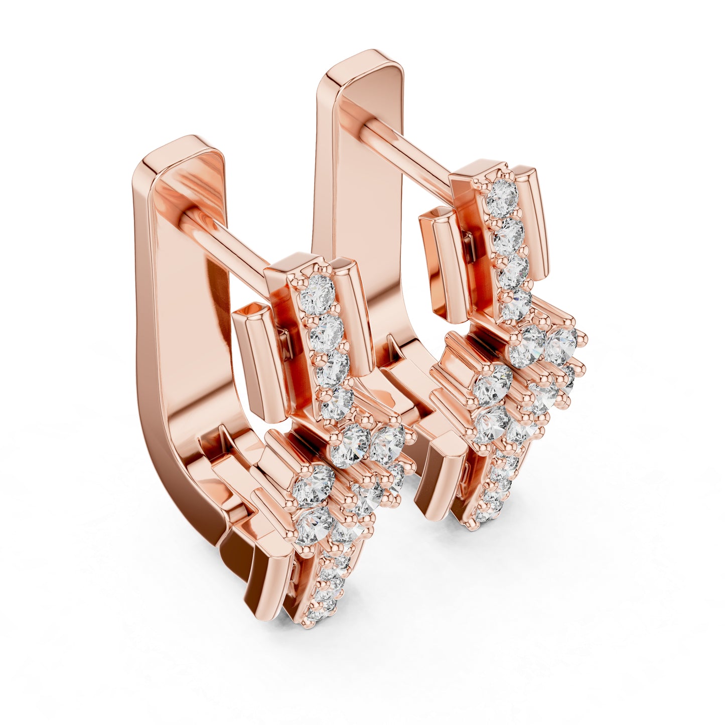 Pure Carat 18K White Gold Round Cut Lab-Grown Diamond Drop Earrings for Women