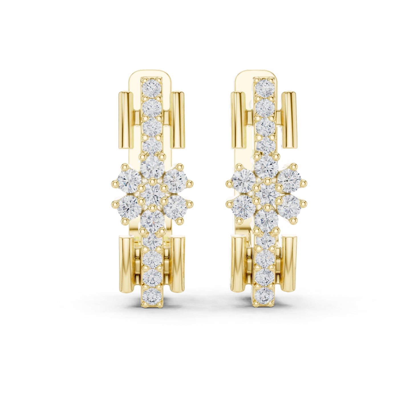 Pure Carat 18K White Gold Round Cut Lab-Grown Diamond Drop Earrings for Women