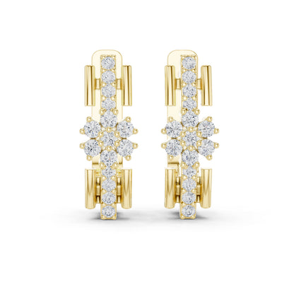 Pure Carat 18K White Gold Round Cut Lab-Grown Diamond Drop Earrings for Women