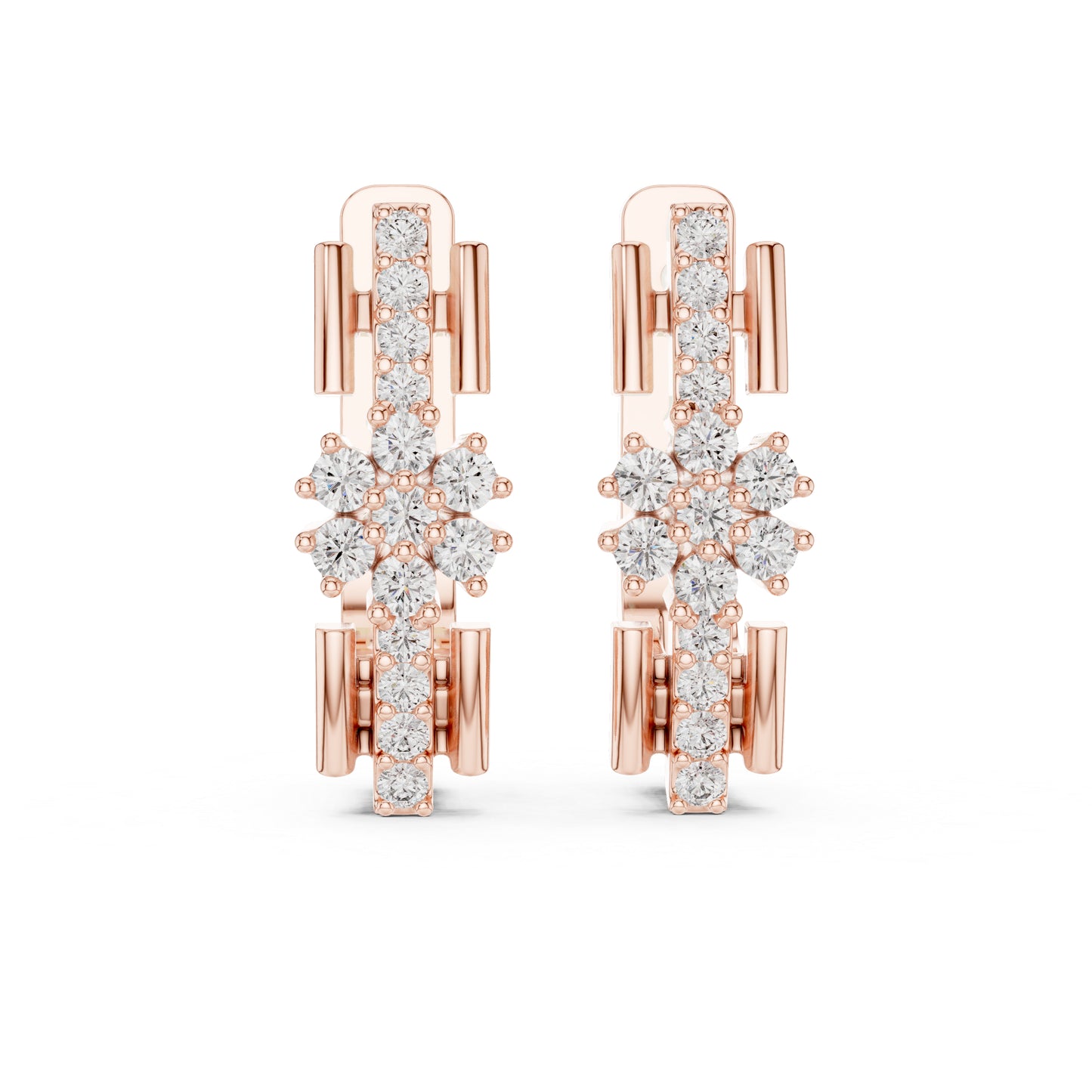 Pure Carat 18K White Gold Round Cut Lab-Grown Diamond Drop Earrings for Women
