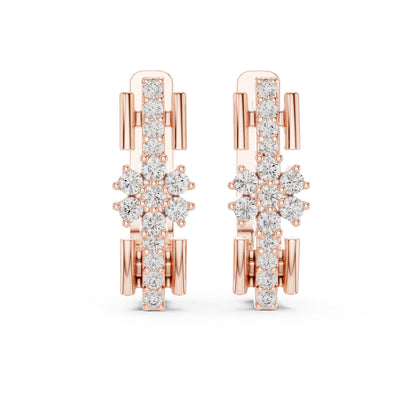 Pure Carat 18K White Gold Round Cut Lab-Grown Diamond Drop Earrings for Women