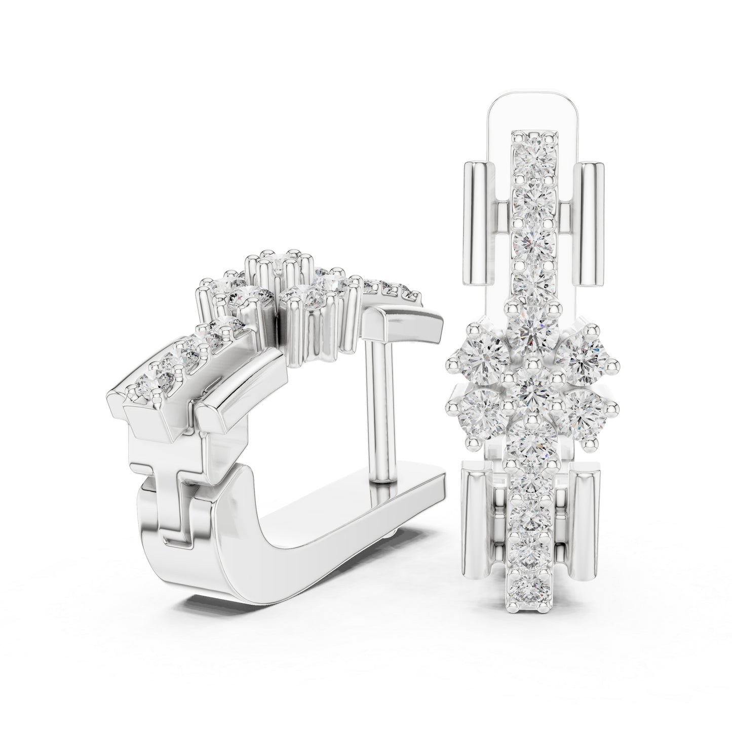 Pure Carat 18K White Gold Round Cut Lab-Grown Diamond Drop Earrings for Women