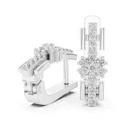 Pure Carat 18K White Gold Round Cut Lab-Grown Diamond Drop Earrings for Women