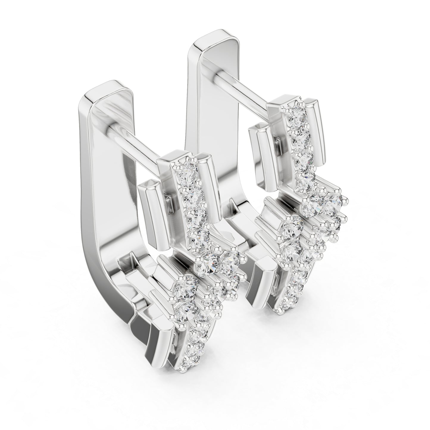 Pure Carat 18K White Gold Round Cut Lab-Grown Diamond Drop Earrings for Women