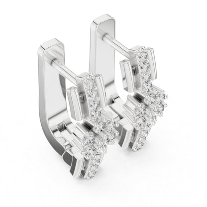 Pure Carat 18K White Gold Round Cut Lab-Grown Diamond Drop Earrings for Women