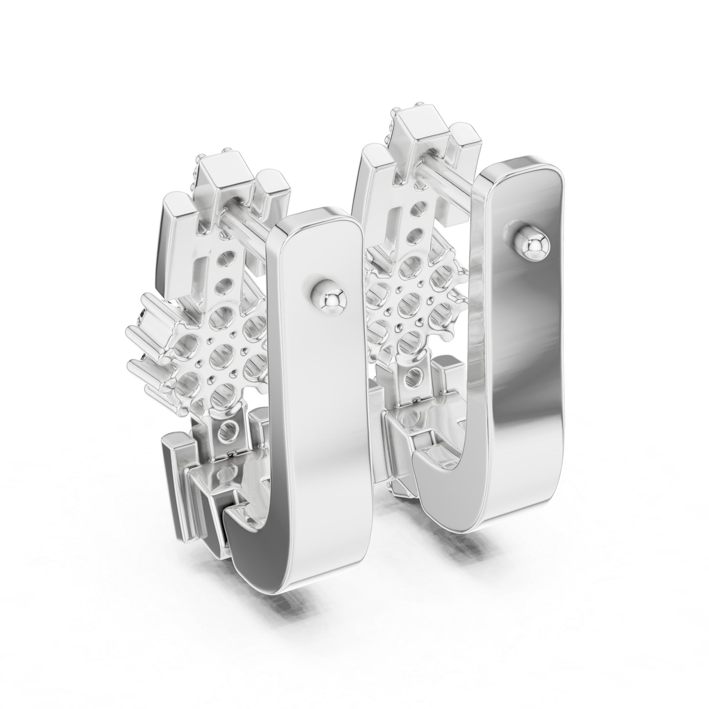 Pure Carat 18K White Gold Round Cut Lab-Grown Diamond Drop Earrings for Women