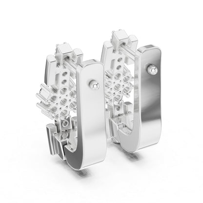 Pure Carat 18K White Gold Round Cut Lab-Grown Diamond Drop Earrings for Women
