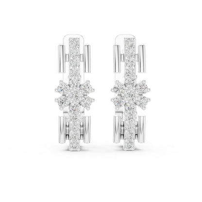 Pure Carat 18K White Gold Round Cut Lab-Grown Diamond Drop Earrings for Women