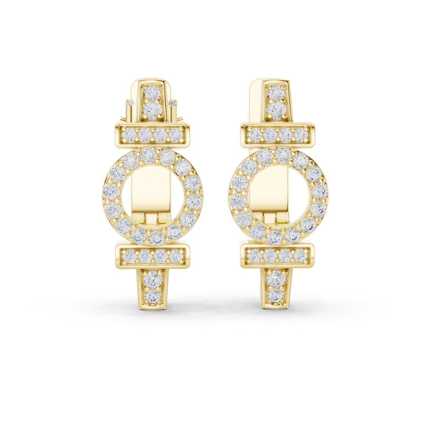 18K Yellow Gold Drop Earrings with Round Lab-Grown Diamonds for Women | Pure Carat