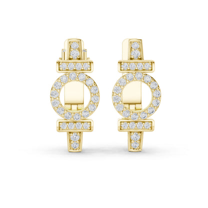 18K Yellow Gold Drop Earrings with Round Lab-Grown Diamonds for Women | Pure Carat