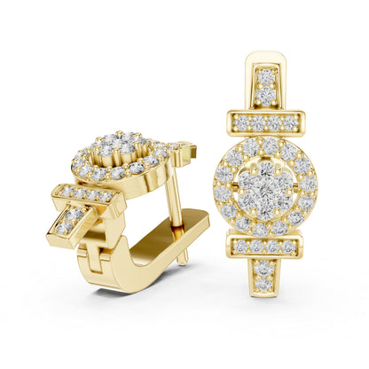 18K Yellow Gold Drop Earrings with Round Lab-Grown Diamonds for Women | Pure Carat