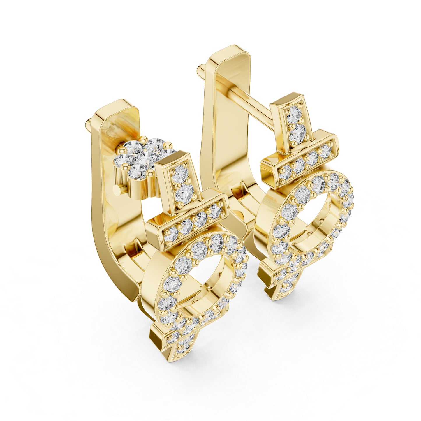 18K Yellow Gold Drop Earrings with Round Lab-Grown Diamonds for Women | Pure Carat