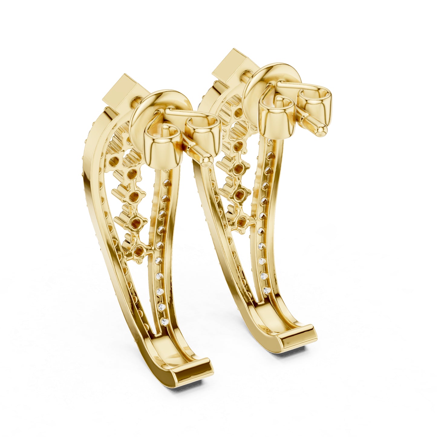 Women’s Everyday Wear Earrings in 14K Yellow Gold with Round Cut Diamonds | Pure Carat