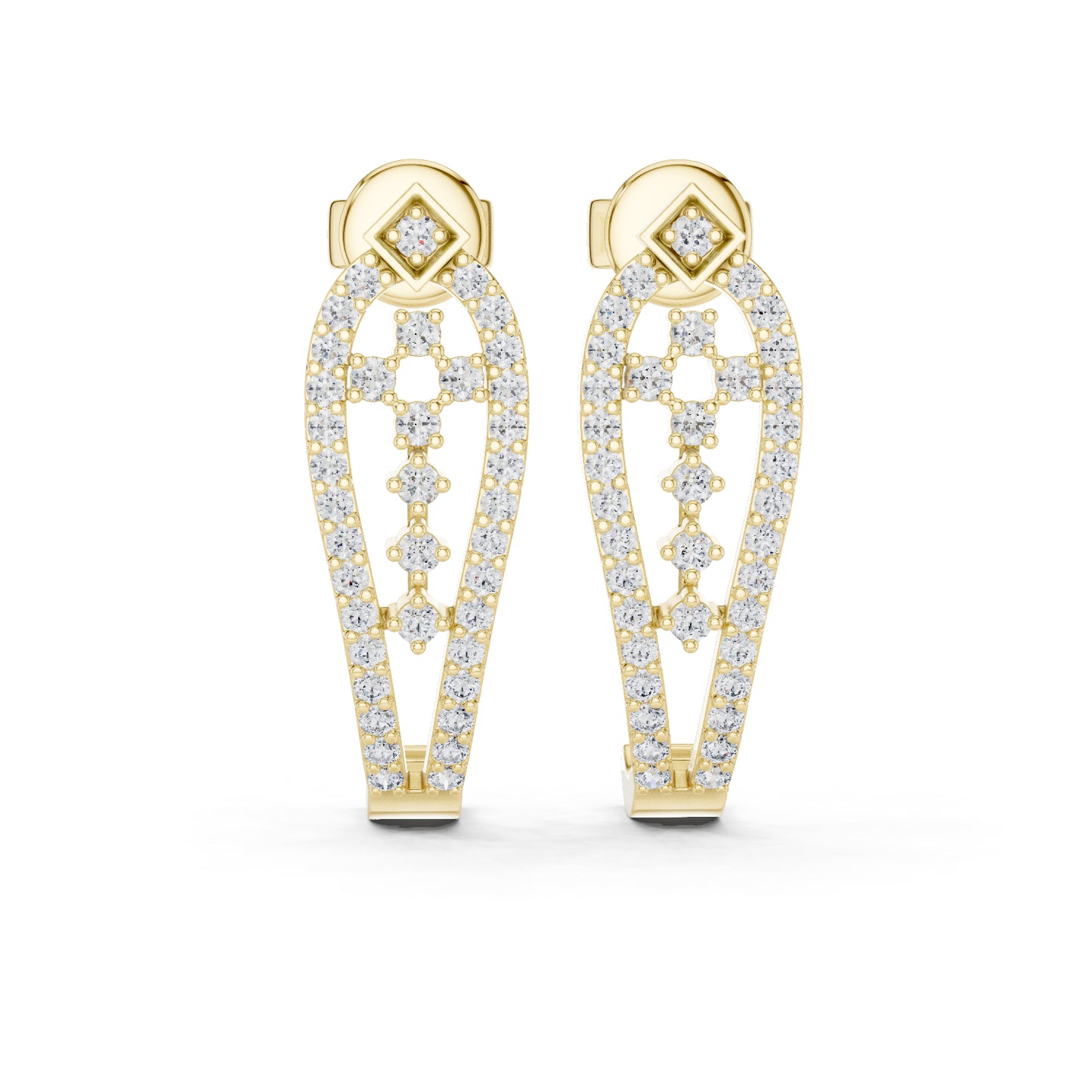 Women’s Everyday Wear Earrings in 14K Yellow Gold with Round Cut Diamonds | Pure Carat