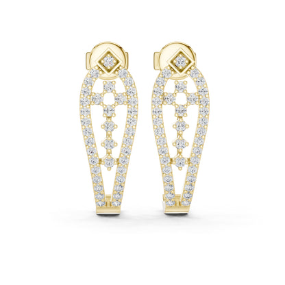Women’s Everyday Wear Earrings in 14K Yellow Gold with Round Cut Diamonds | Pure Carat