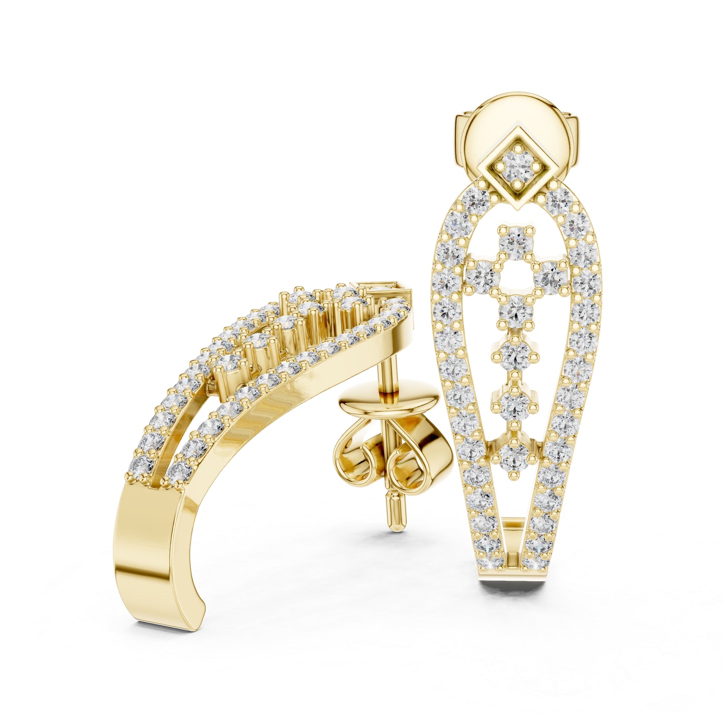 Women’s Everyday Wear Earrings in 14K Yellow Gold with Round Cut Diamonds | Pure Carat