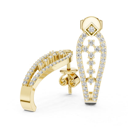 Women’s Everyday Wear Earrings in 14K Yellow Gold with Round Cut Diamonds | Pure Carat