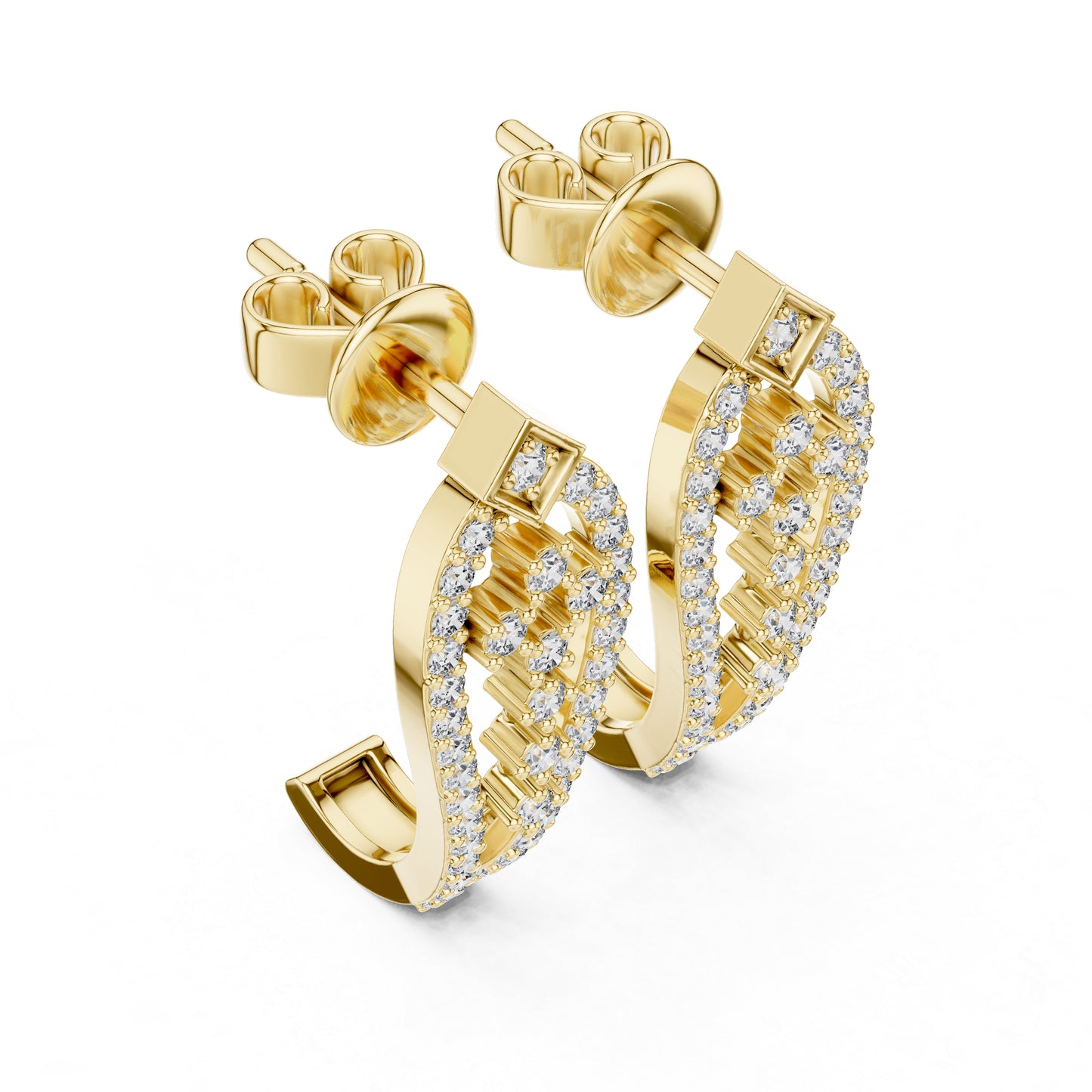 Women’s Everyday Wear Earrings in 14K Yellow Gold with Round Cut Diamonds | Pure Carat