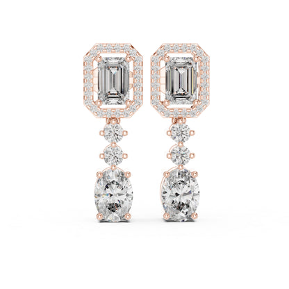 14K White Gold Earrings for Women | Emerald, Oval & Round Lab-Grown Diamonds | Pure Carat