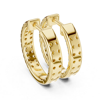 18K Yellow Gold Round Cut Diamond Drop Earrings for Women | Anniversary Gift | Pure Carat
