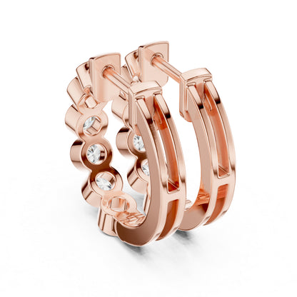 18K Rose Gold Office Wear Earrings with Round Lab-Grown Diamonds for Women | Pure Carat