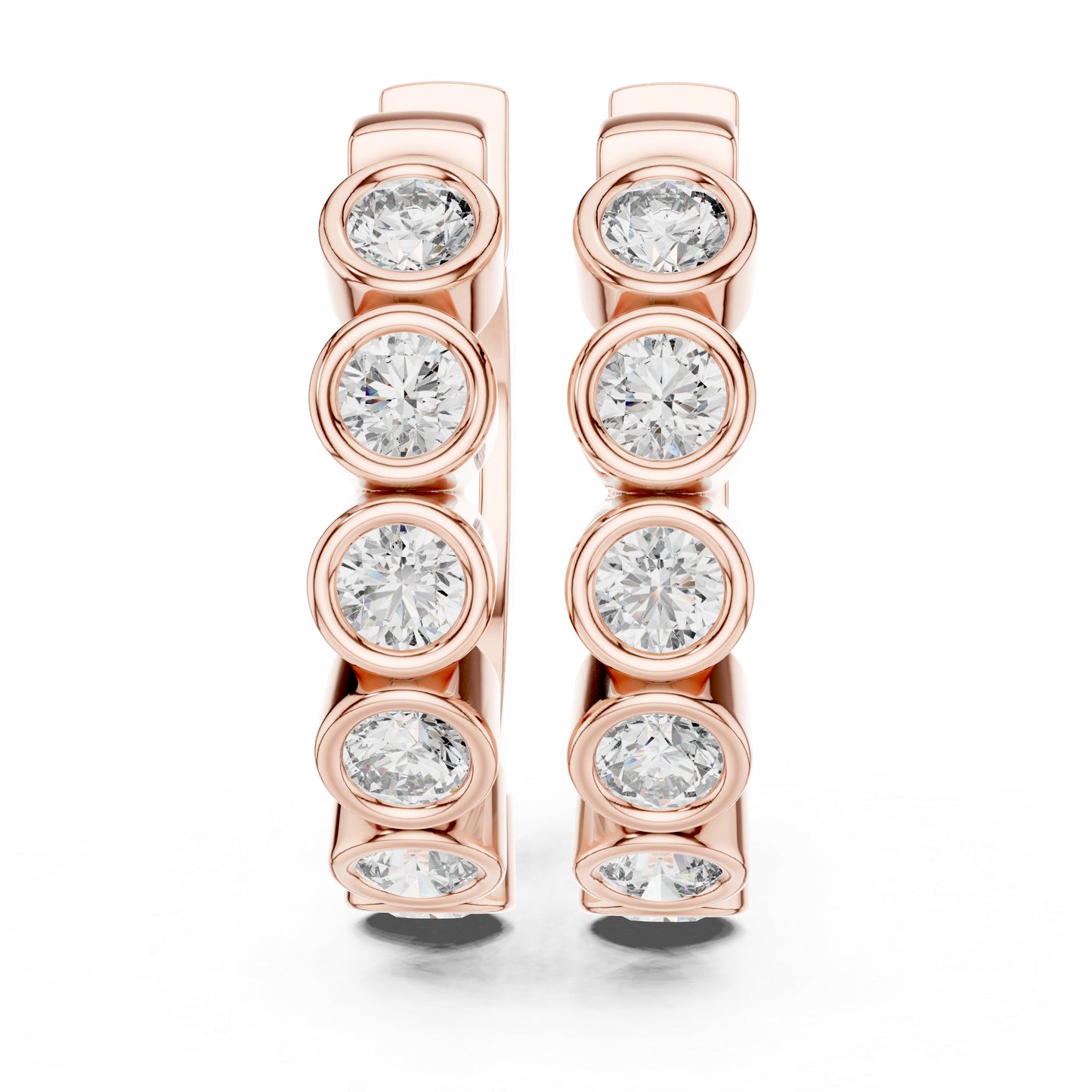 18K Rose Gold Office Wear Earrings with Round Lab-Grown Diamonds for Women | Pure Carat