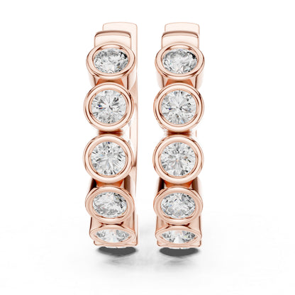 18K Rose Gold Office Wear Earrings with Round Lab-Grown Diamonds for Women | Pure Carat