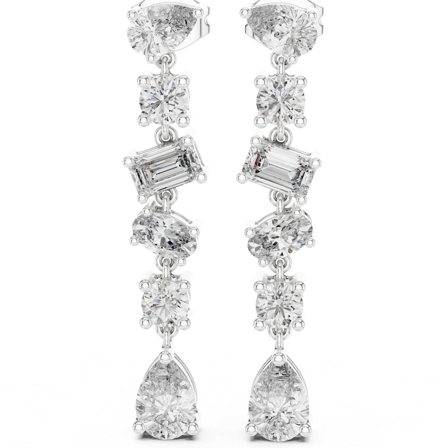 18K White Gold Pear/Oval/Emerald Diamond Stud Earrings for Women | Office Wear | Pure Carat