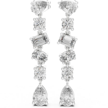 18K White Gold Pear/Oval/Emerald Diamond Stud Earrings for Women | Office Wear | Pure Carat