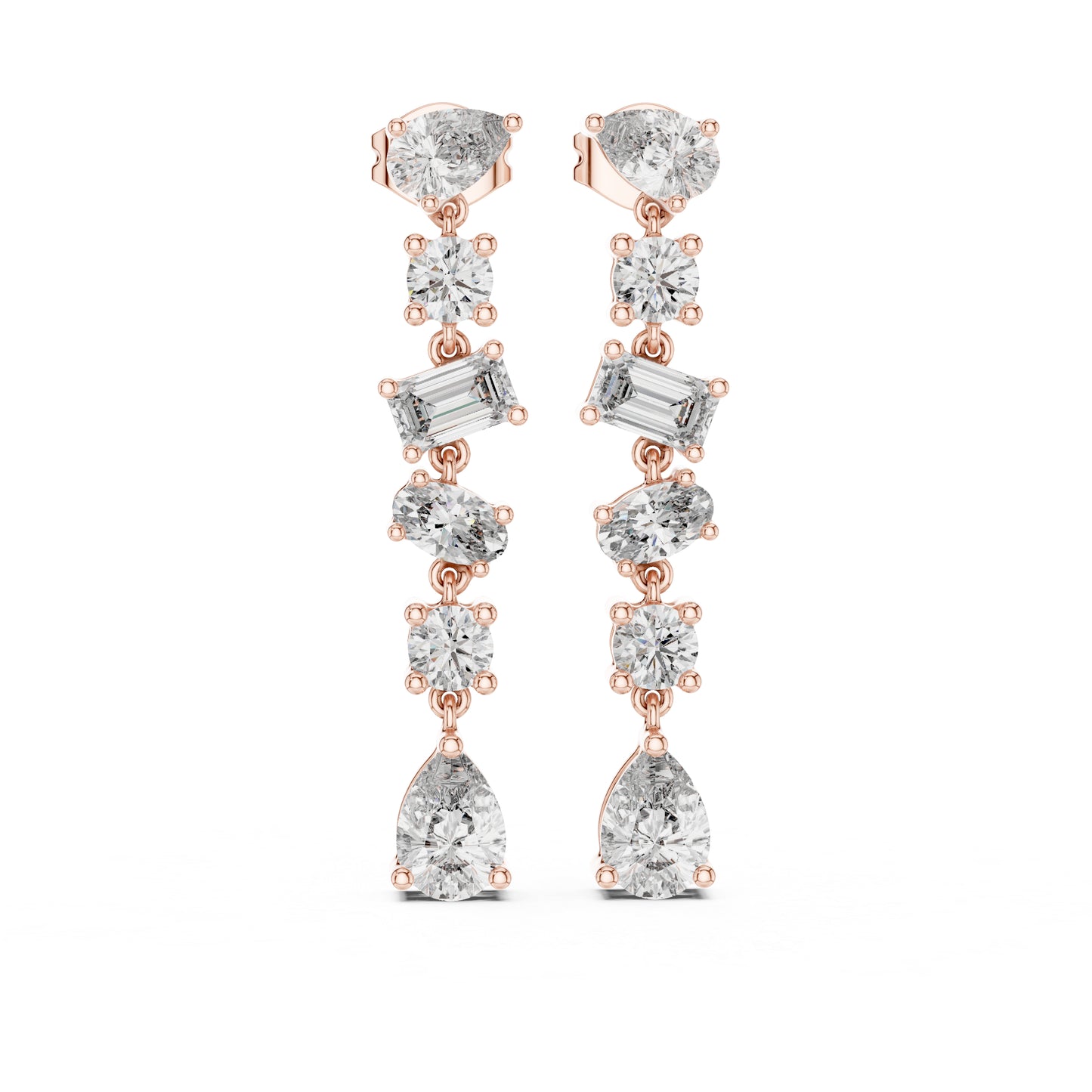 18K White Gold Pear/Oval/Emerald Diamond Stud Earrings for Women | Office Wear | Pure Carat