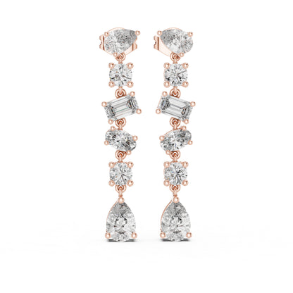 18K White Gold Pear/Oval/Emerald Diamond Stud Earrings for Women | Office Wear | Pure Carat