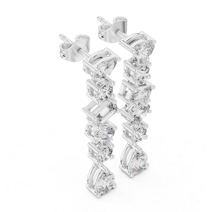 18K White Gold Pear/Oval/Emerald Diamond Stud Earrings for Women | Office Wear | Pure Carat
