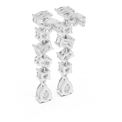 18K White Gold Pear/Oval/Emerald Diamond Stud Earrings for Women | Office Wear | Pure Carat