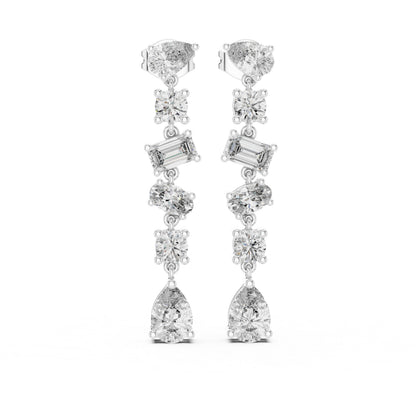 18K White Gold Pear/Oval/Emerald Diamond Stud Earrings for Women | Office Wear | Pure Carat