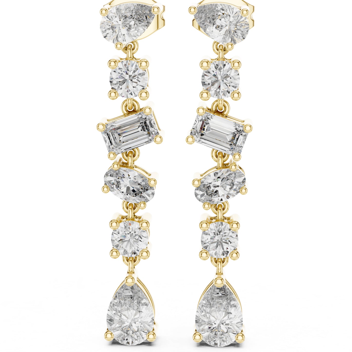 18K White Gold Pear/Oval/Emerald Diamond Stud Earrings for Women | Office Wear | Pure Carat
