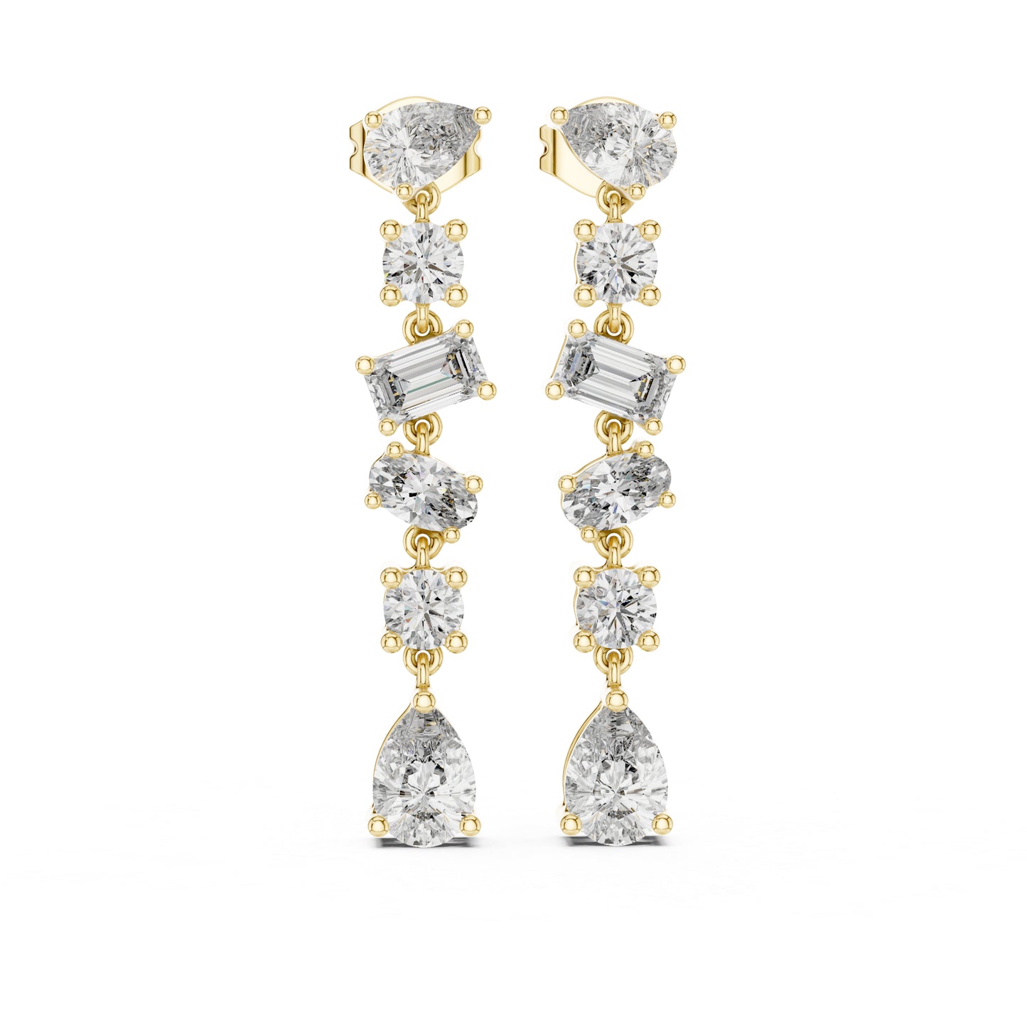 18K White Gold Pear/Oval/Emerald Diamond Stud Earrings for Women | Office Wear | Pure Carat