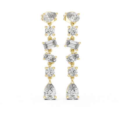 18K White Gold Pear/Oval/Emerald Diamond Stud Earrings for Women | Office Wear | Pure Carat