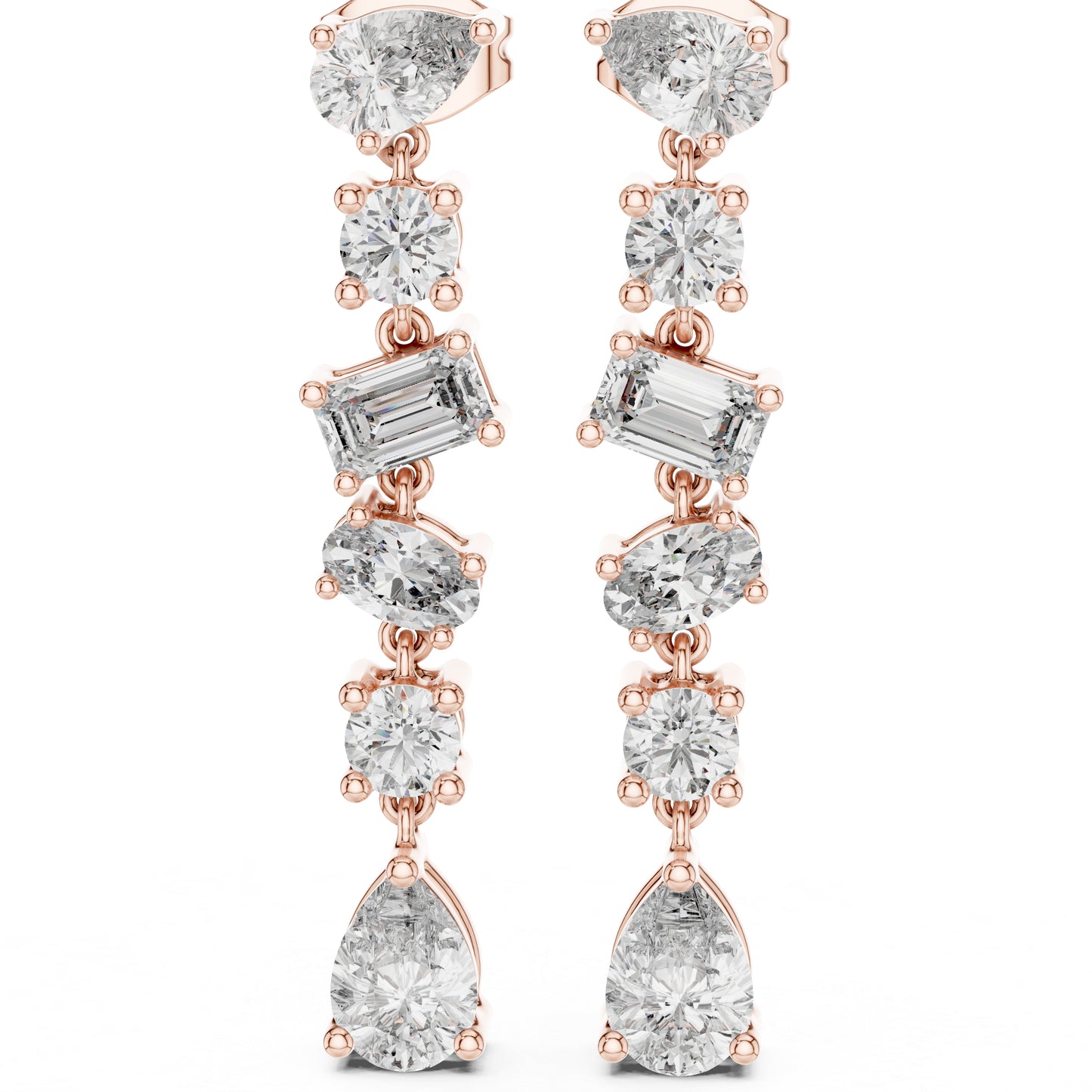 18K White Gold Pear/Oval/Emerald Diamond Stud Earrings for Women | Office Wear | Pure Carat