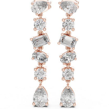 18K White Gold Pear/Oval/Emerald Diamond Stud Earrings for Women | Office Wear | Pure Carat