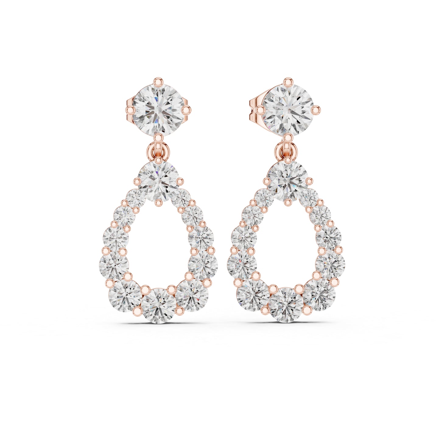 14K Yellow Gold Bridal Drop Earrings with Round Lab-Grown Diamonds for Women | Pure Carat